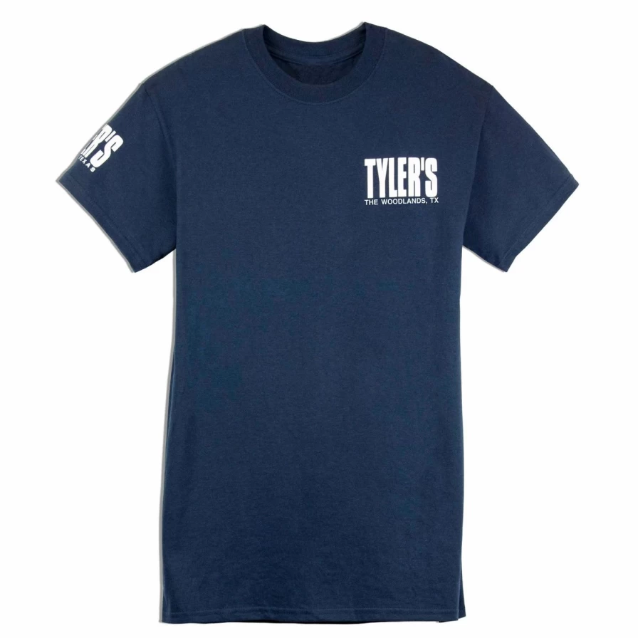 "Navy and White Striped Men's T-Shirt by Tyler's - The Woodlands Collection"