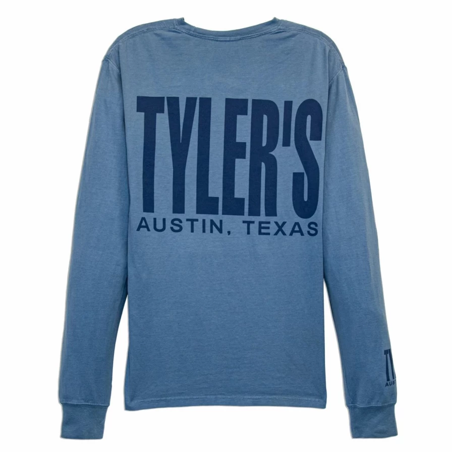Men's Saltwater & Storm Blue Comfort Color Long Sleeve Tee by Tyler's - Austin Soft Cotton Shirt