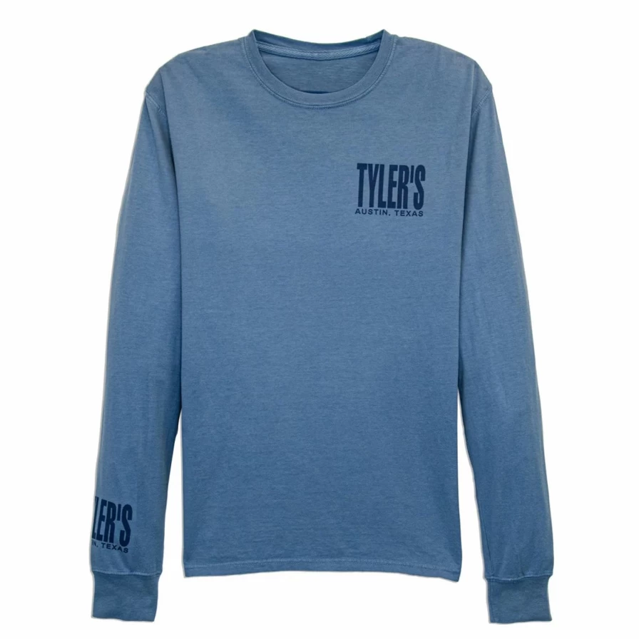 Men's Saltwater & Storm Blue Comfort Color Long Sleeve Tee by Tyler's - Austin Soft Cotton Shirt