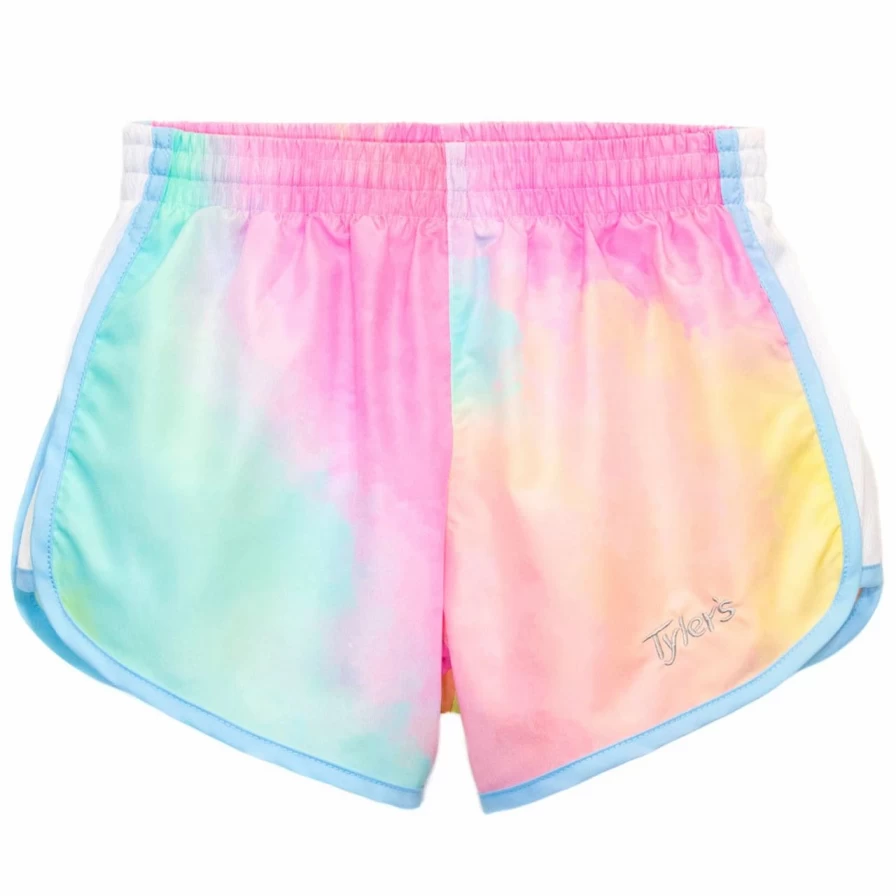 Pastel Cloud Print Women's Racer Running Shorts for Athletic Comfort