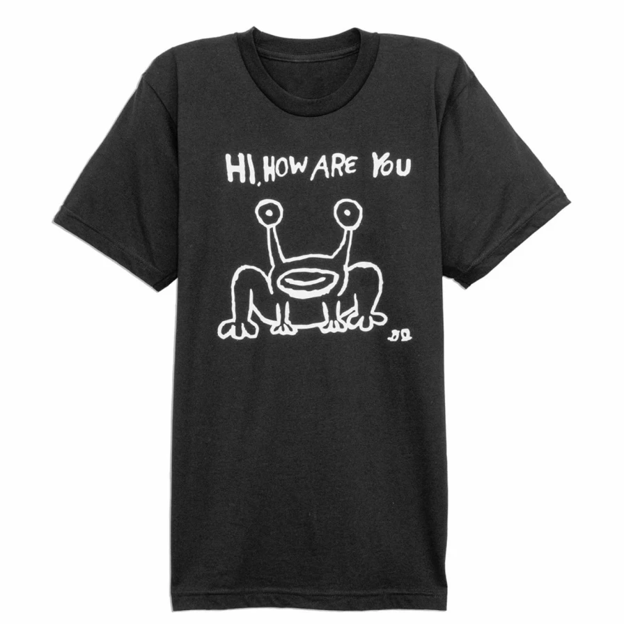 "Daniel Johnston Hi How Are You Graphic Tee Black Vintage Inspired T-Shirt"