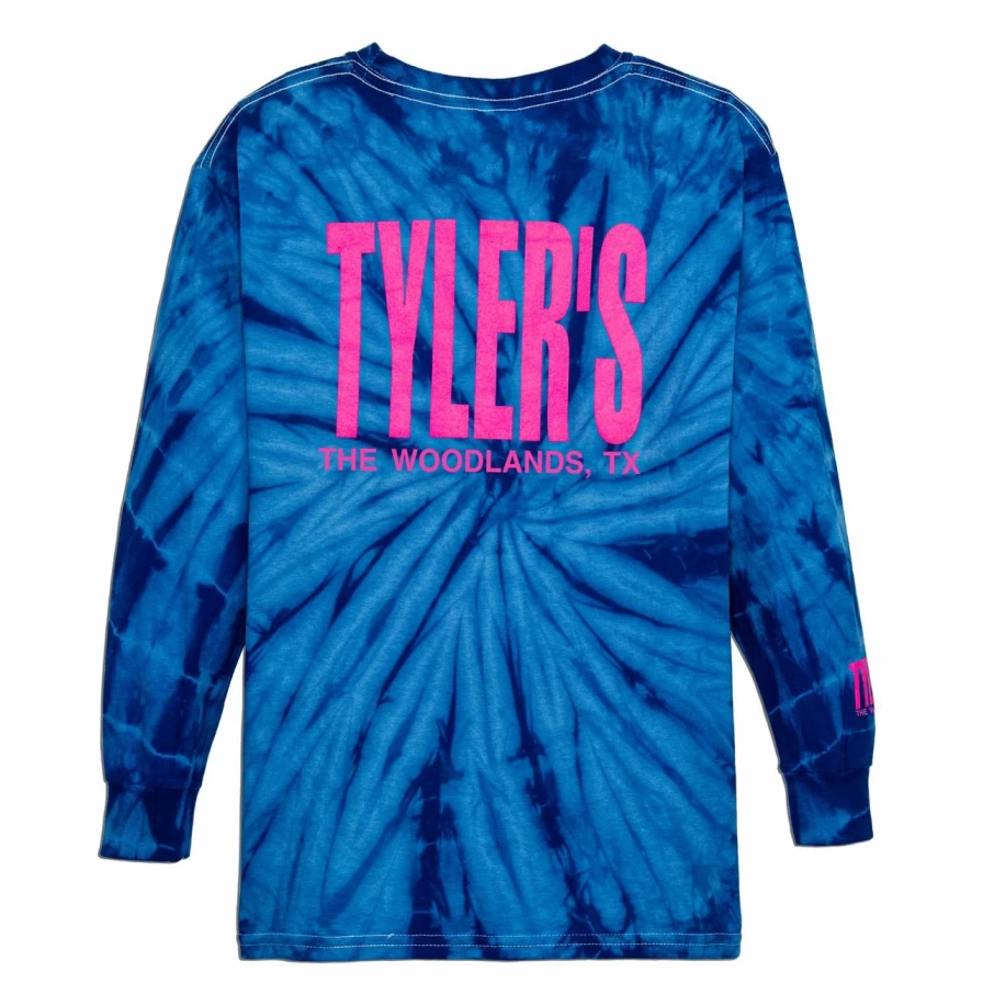 Kids' Tie-Dye Long Sleeve T-Shirt with Royal and Heliconia Print - The Woodlands Collection