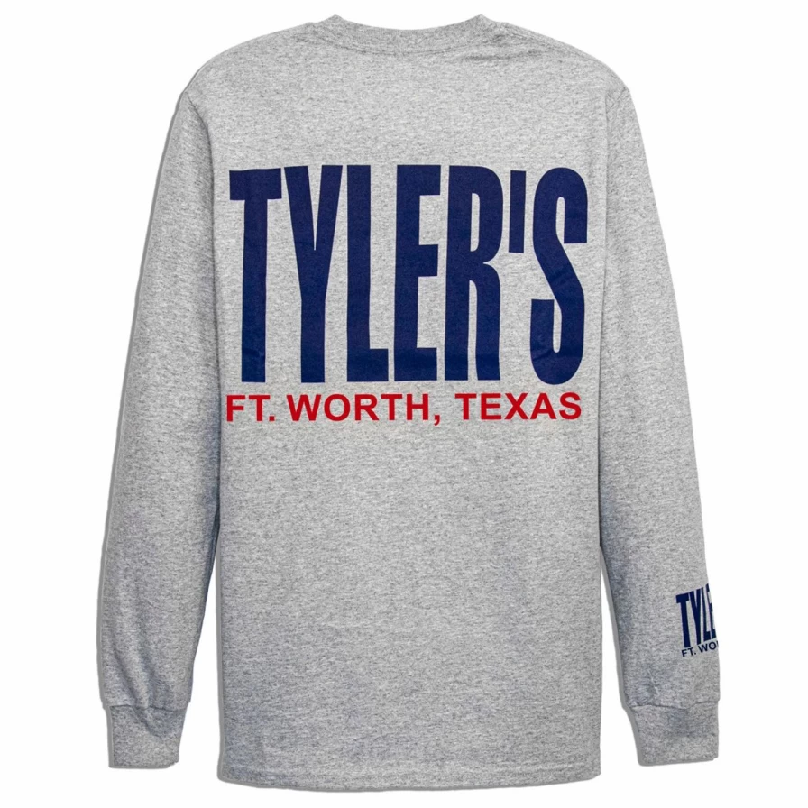 Men's Premium Long Sleeve T-Shirt - Grey & Navy Casual Crewneck Top - Ft. Worth Inspired Streetwear