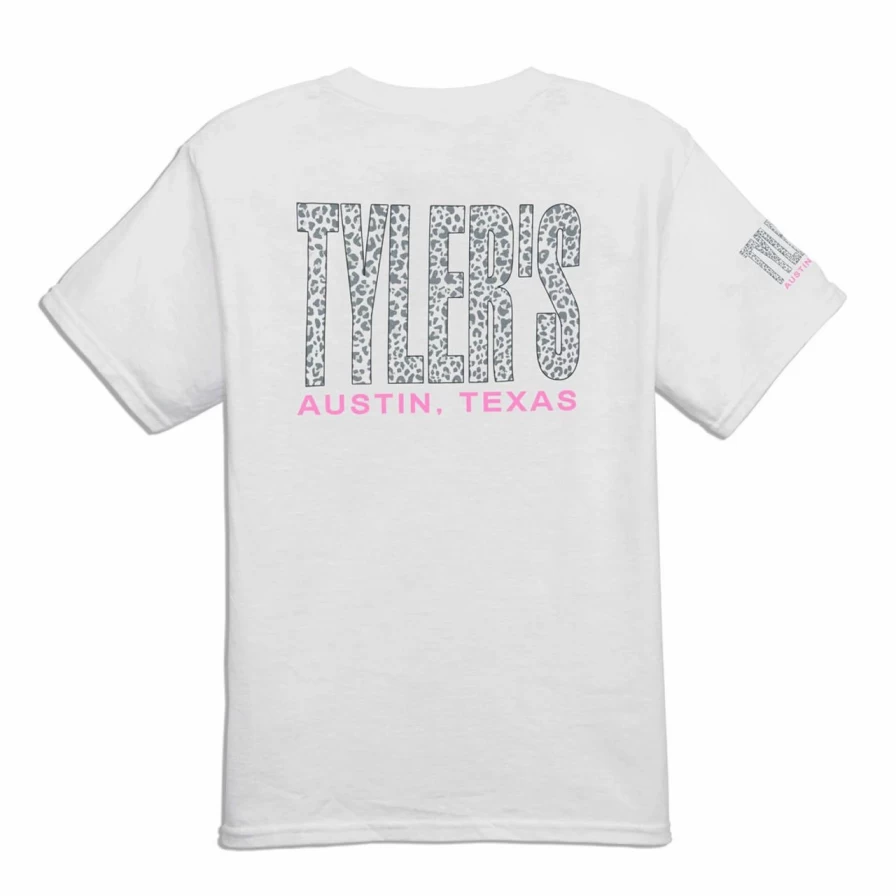 Kids' White Leopard Graphic Tee - Tyler's Austin Themed T-Shirt for Children