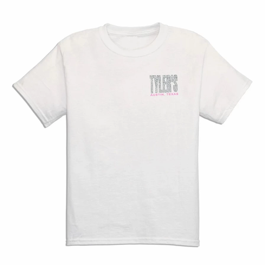 Kids' White Leopard Graphic Tee - Tyler's Austin Themed T-Shirt for Children