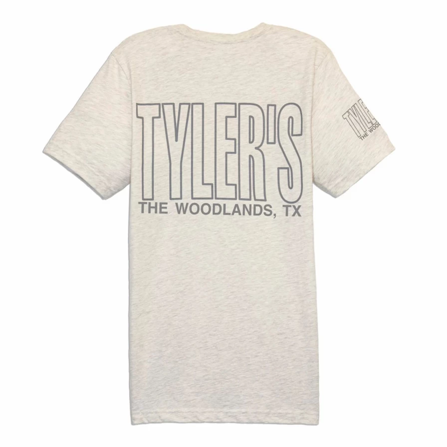 "Tyler's Prism Natural and Cool Grey Outline T-Shirt | The Woodlands Collection"