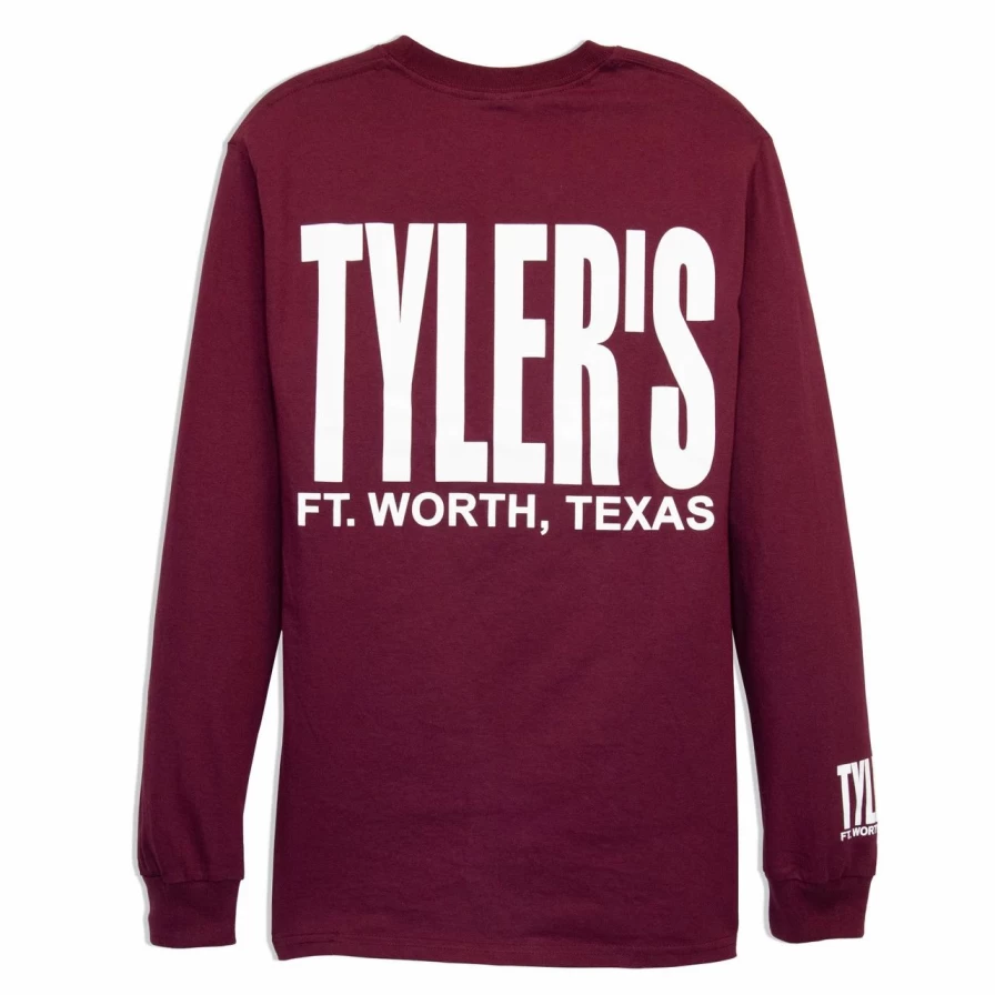 "Stylish Maroon and White Long Sleeve T-Shirt | Comfortable Casual Wear for Men"