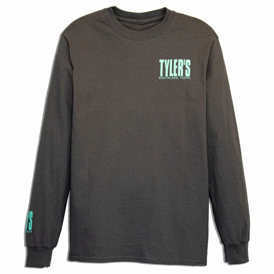 Men's Long Sleeve Charcoal and Mint Graphic T-Shirt - Southlake Casual Style