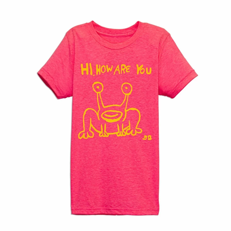 Daniel Johnston's "Hi, How Are You" Kids' T-Shirt - Neon Pink & Yellow Graphic Tee