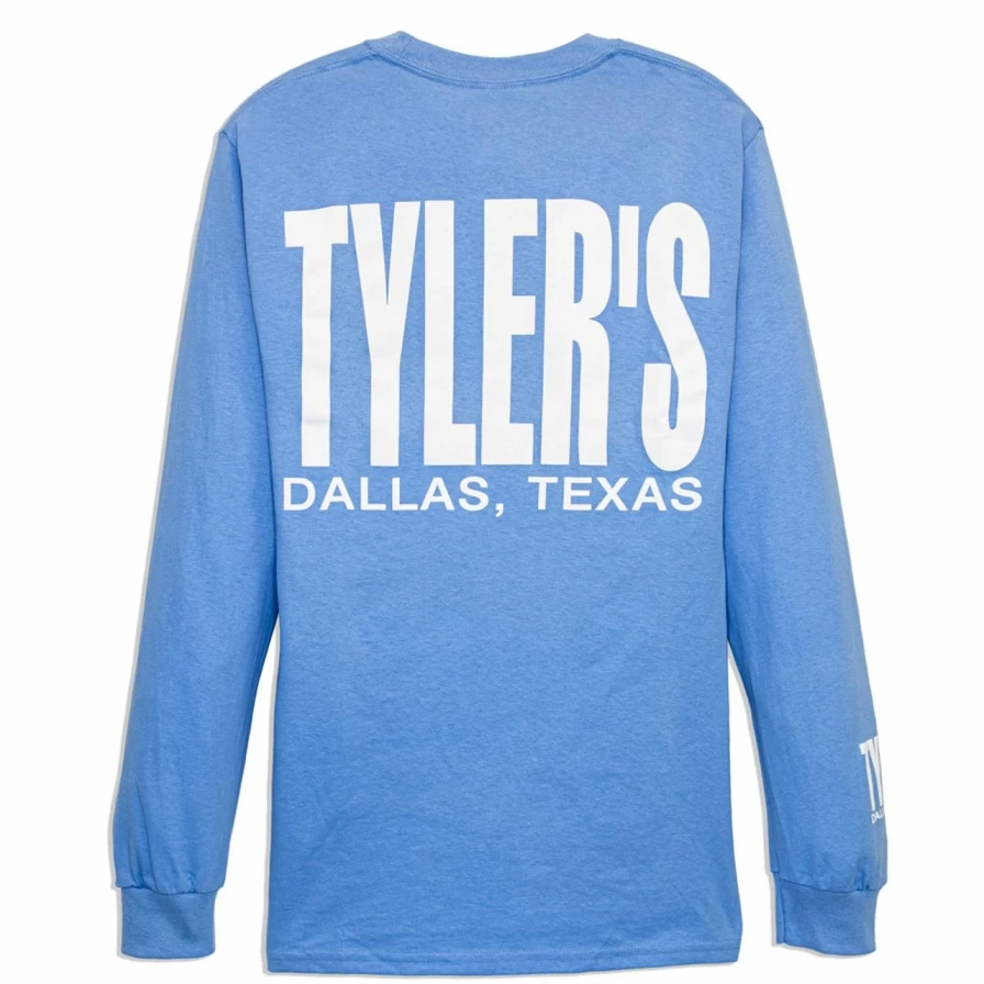 Men's Vintage Light Blue and White Striped Long Sleeve T-Shirt - Dallas Style Casual Top