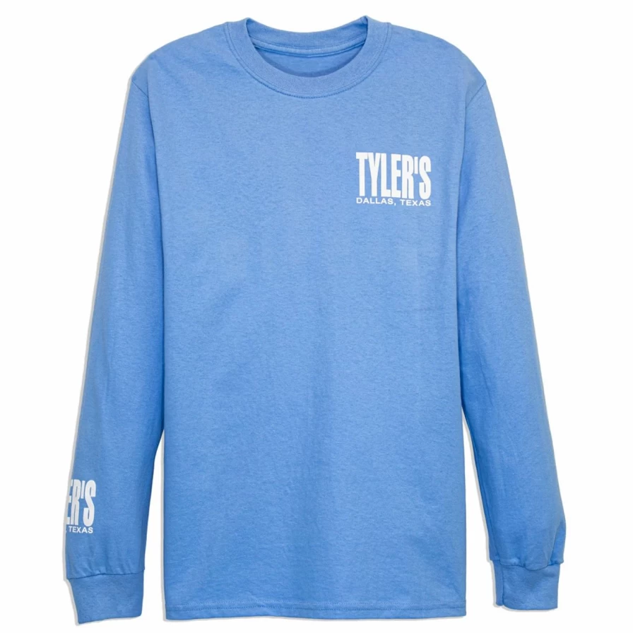 Men's Vintage Light Blue and White Striped Long Sleeve T-Shirt - Dallas Style Casual Top