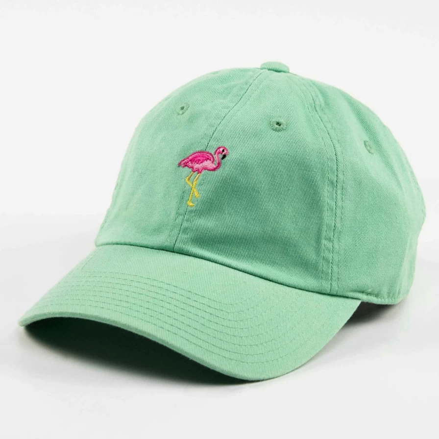 Mint Embroidered Flamingo Baseball Cap - Stylish Cotton Adjustable Hat