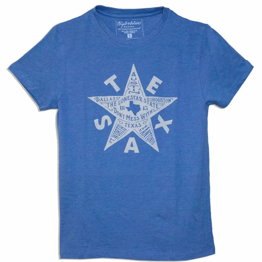 Texas Star Cities T-Shirt - Heather Royal Tee - * Brand Casual Wear