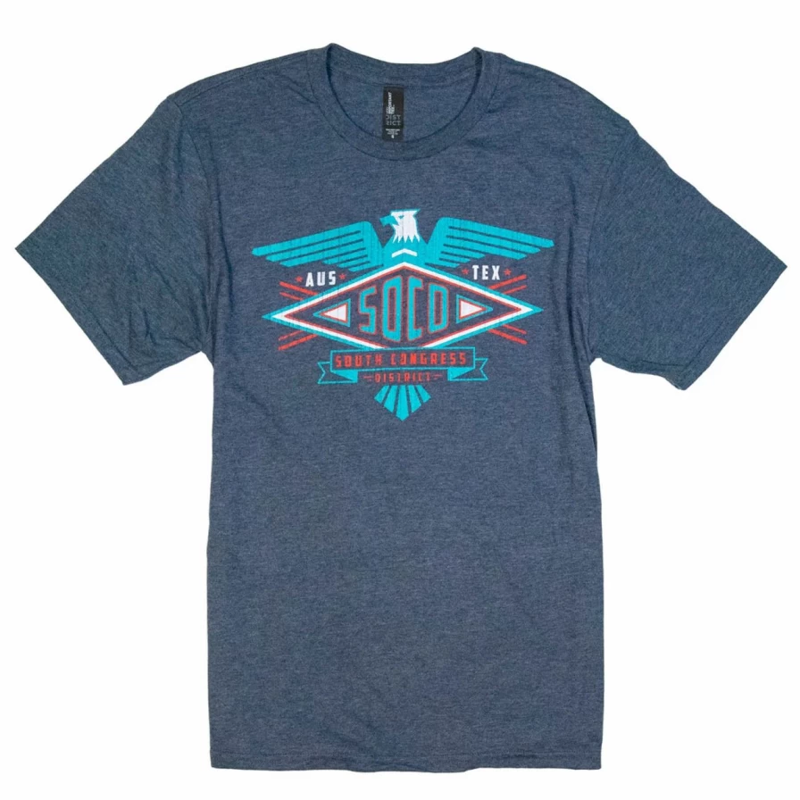 "Heather Navy Eagle Graphic Tee - South Congress Vintage Style T-Shirt"