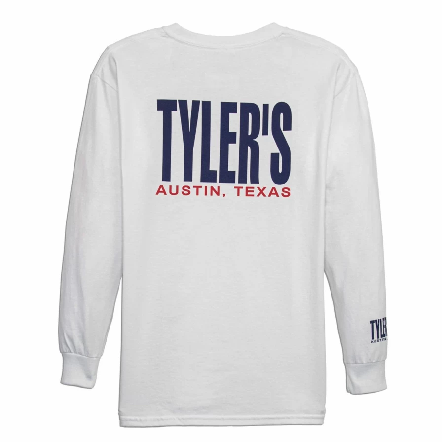Kids' White and Navy Long Sleeve T-Shirt by Tyler - Austin Collection