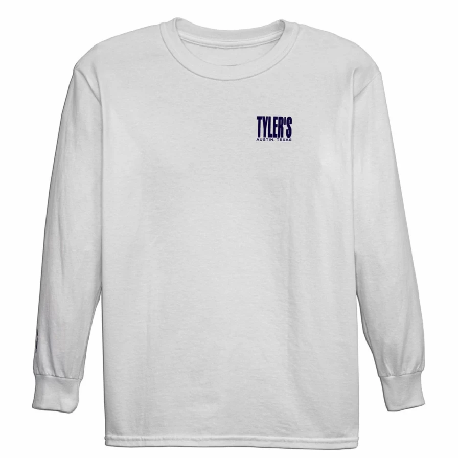 Kids' White and Navy Long Sleeve T-Shirt by Tyler - Austin Collection