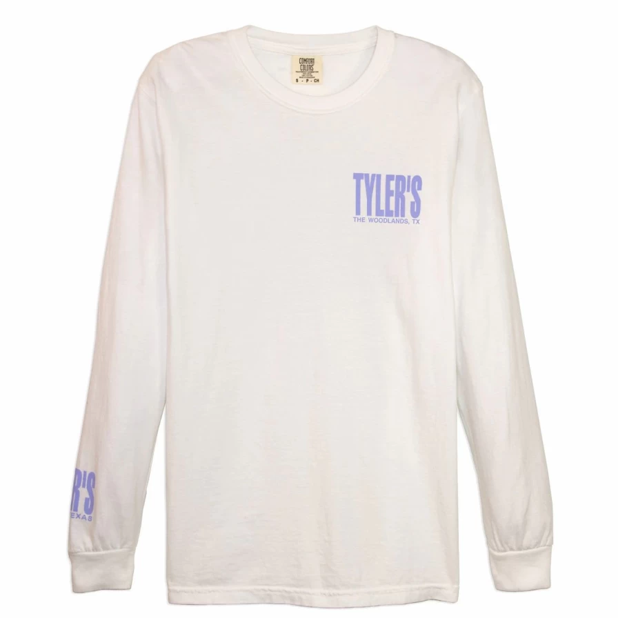 "Vintage White Long Sleeve T-Shirt - The Woodlands Retro Style Tee"