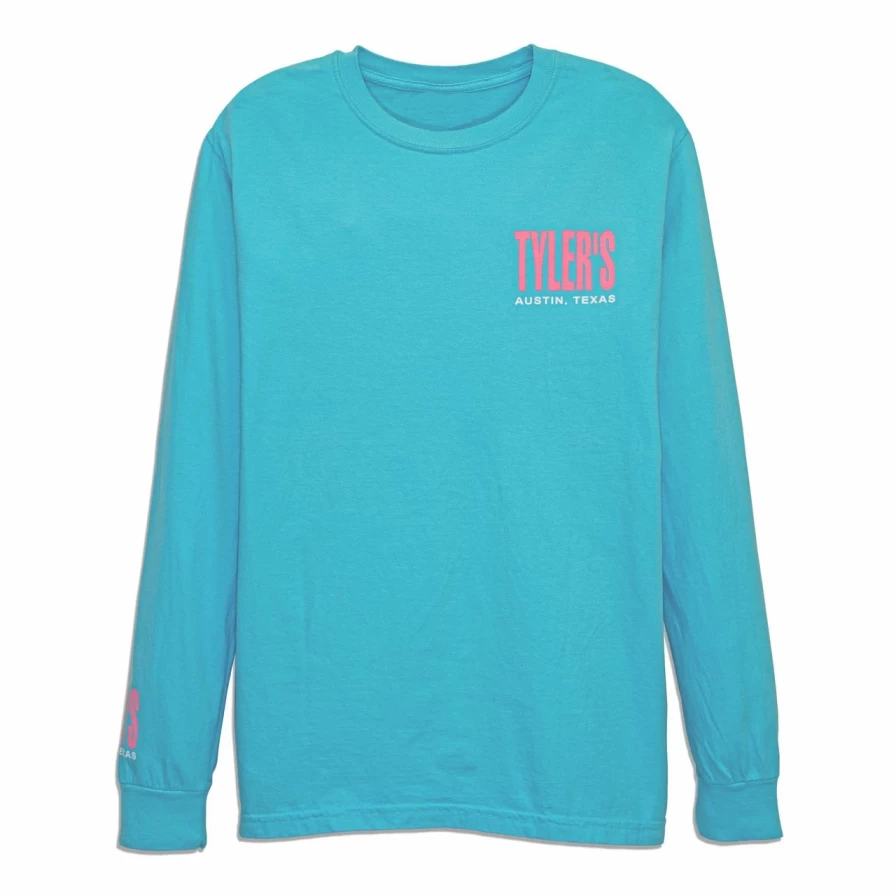 "Comfort Colors Long Sleeve Tee - Lagoon Blue & Baby Pink Unisex Shirt"