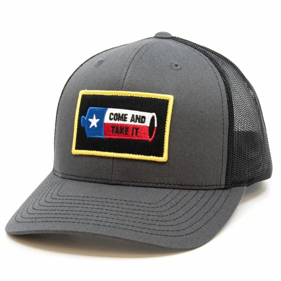 "Charcoal Black Come And Take It Embroidered Trucker Hat - Adjustable Snapback Cap"