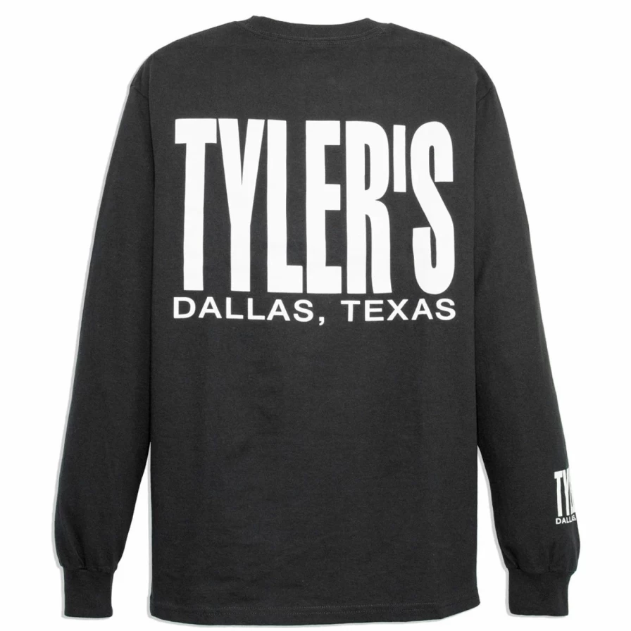 Men's Long Sleeve Graphic T-Shirt Black & White Dallas Print Casual Top