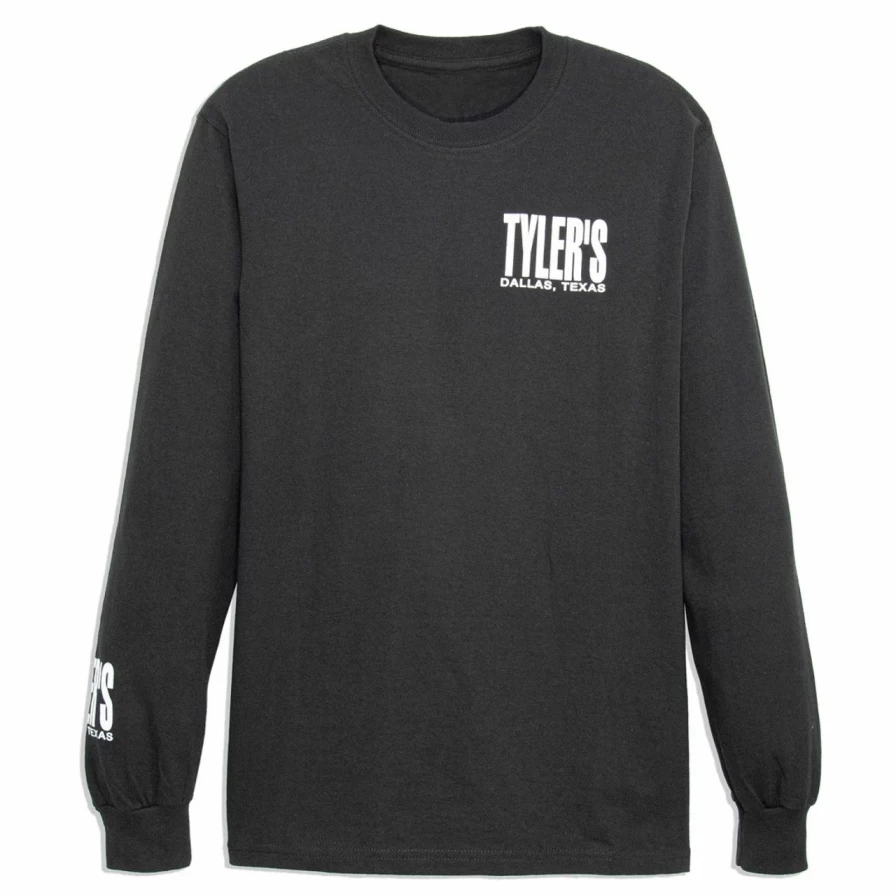 Men's Long Sleeve Graphic T-Shirt Black & White Dallas Print Casual Top