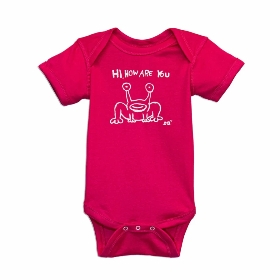 "Daniel Johnston's Hi, How Are You Pink Onesie – Unisex Adult Jumpsuit"