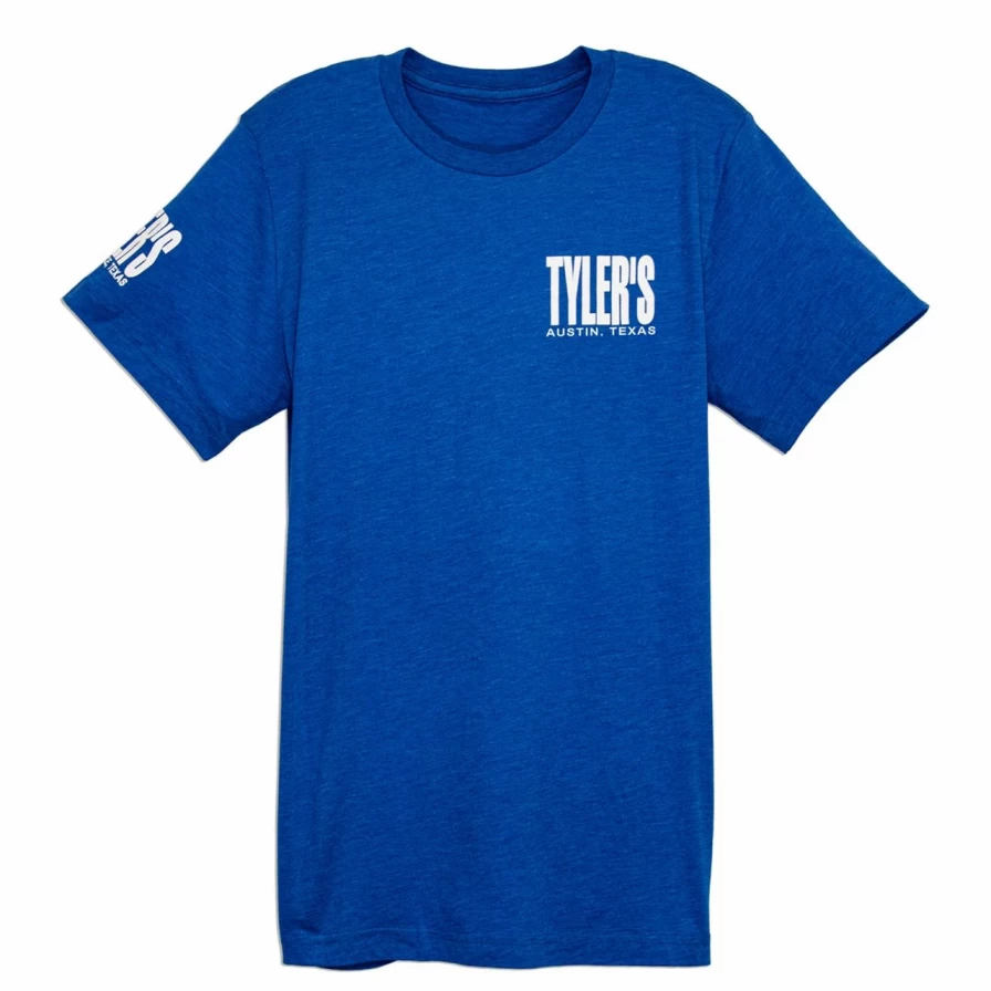 "Men's Blue and White Striped Track Tee by Tyler - Austin Casual Short Sleeve T-Shirt"