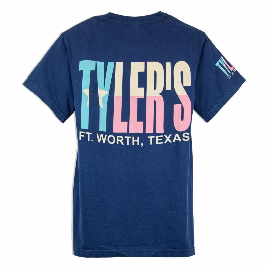 Vintage Comfort Color Pocket Tee with Pastel Texas Flag Design - Tyler's Ft. Worth Style
