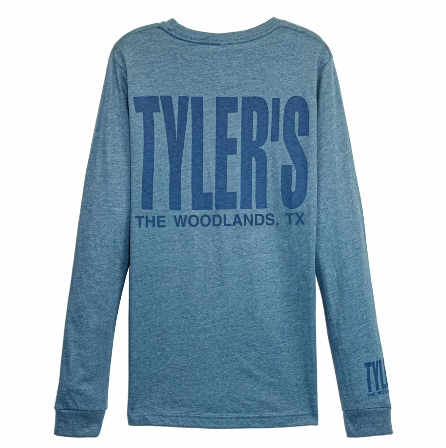 Men's Heather Slate & Storm Blue Long Sleeve Crewneck Track Tee - Casual Athletic Top