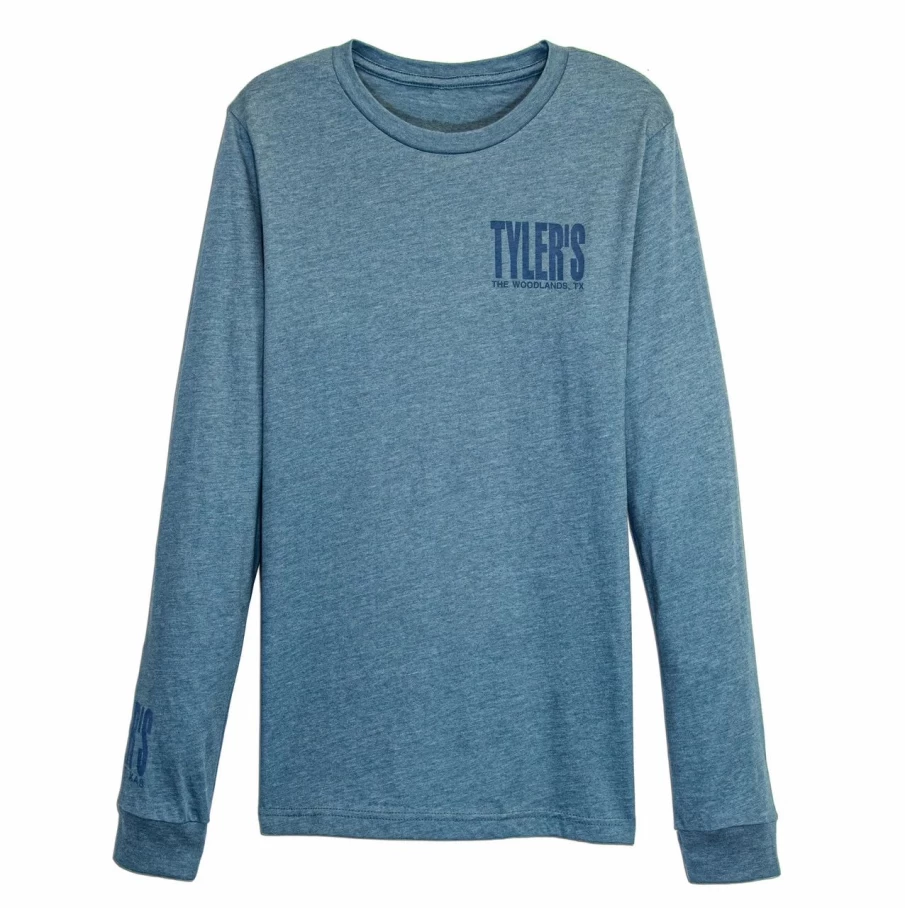 Men's Heather Slate & Storm Blue Long Sleeve Crewneck Track Tee - Casual Athletic Top