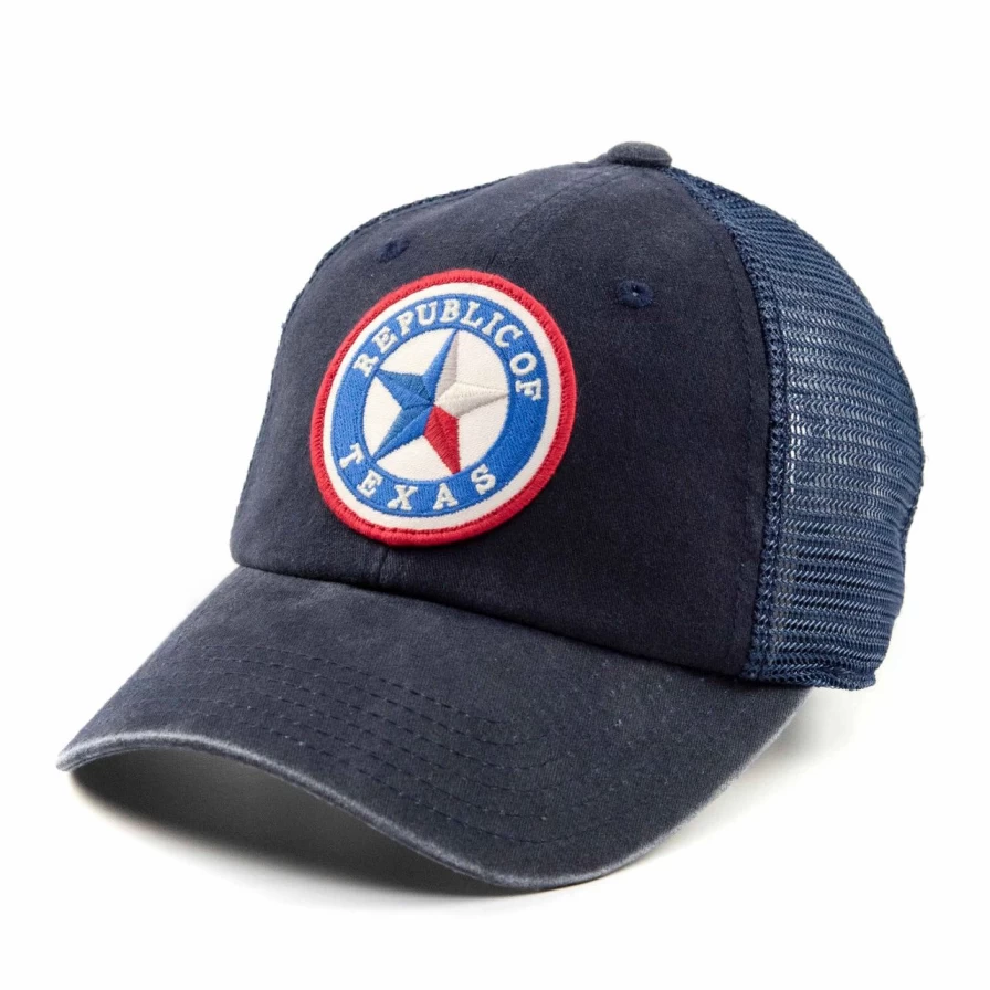 "Vintage Republic Of Texas Navy Trucker Hat - Adjustable Snapback Cap"