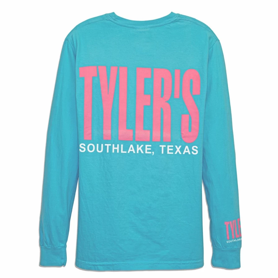 "Men's Long Sleeve Comfort Color Tee in Lagoon Blue – Soft Cotton Shirt for Casual Wear"