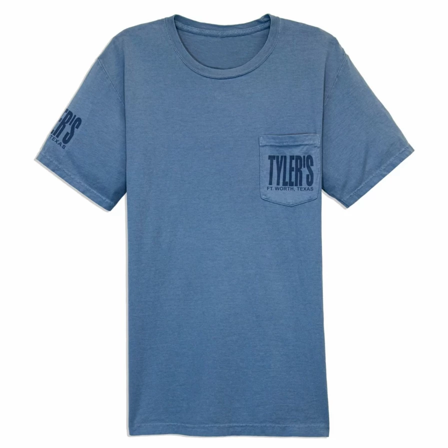 "Vintage Comfort Colors Pocket Tee - Storm Blue & Saltwater Washed Style"