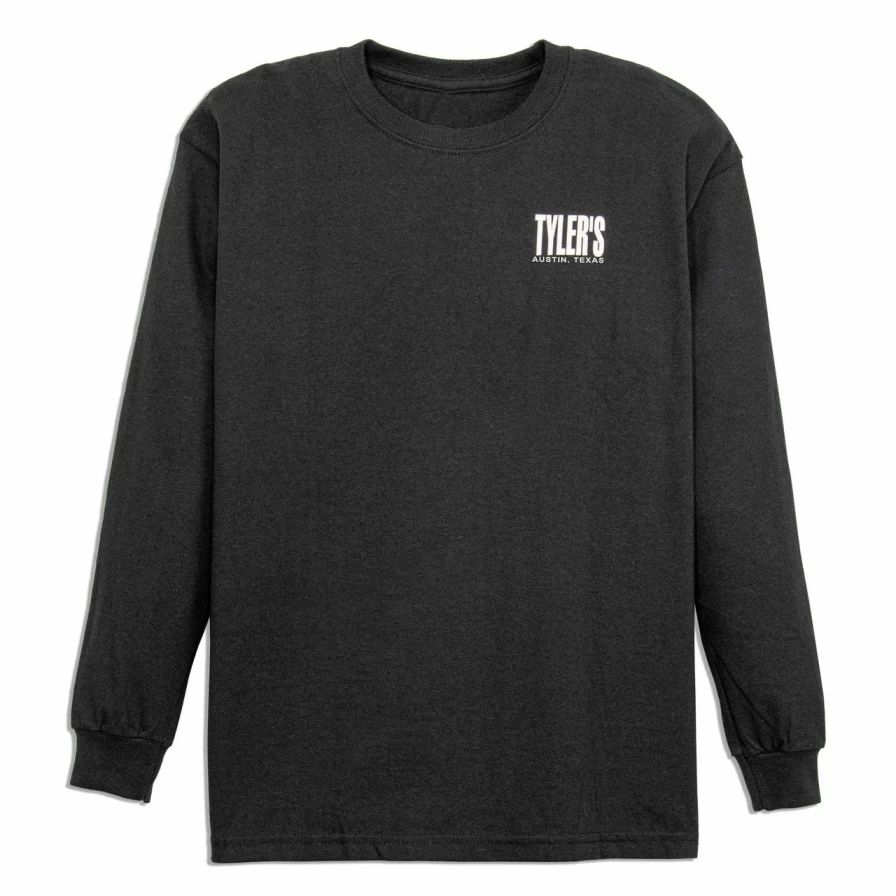 Kids' Black and White Long Sleeve T-Shirt with Austin Design