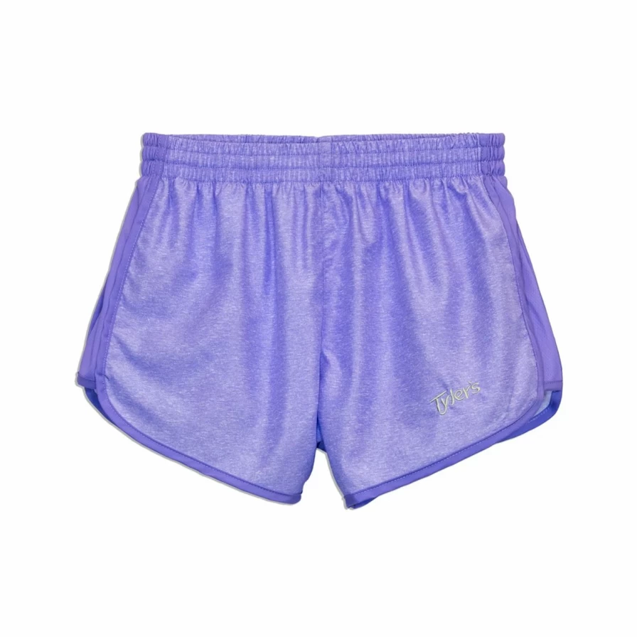 "Purple Heather Girls' Racer Shorts – Comfortable Athletic Shorts for Active Kids"