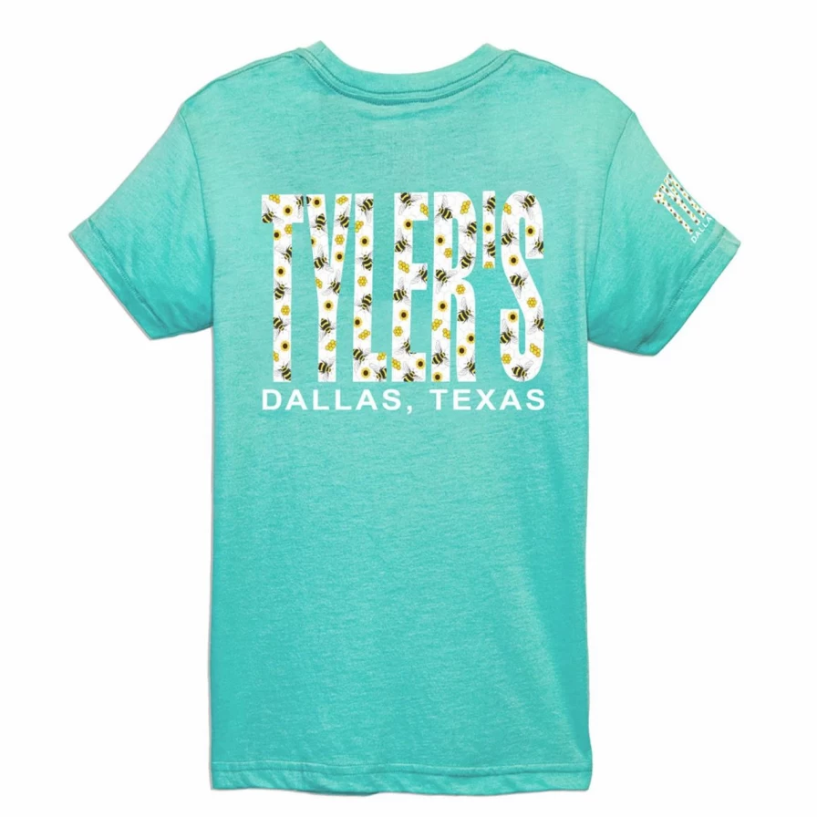 "Heather Sea Green & Bee Graphic Tee | Tyler's Dallas Bee T-Shirt"