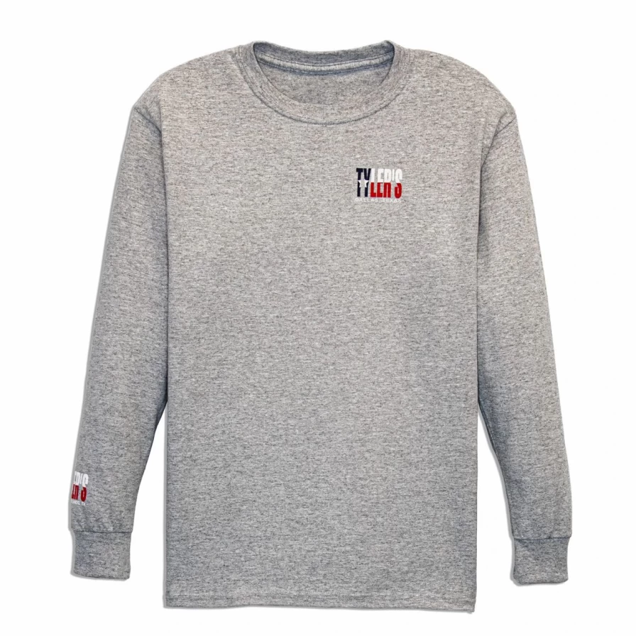Kids' Grey Texas Flag Long Sleeve T-Shirt with Dallas Print