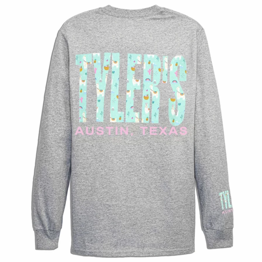 "Men's Stylish Llama Print Long Sleeve Track Tee - Comfortable Casual Top"