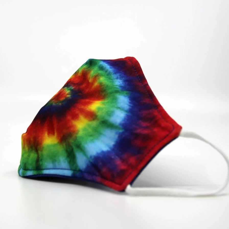 Reversible Face Mask - Rainbow Tie-Dye & Navy Two-Tone Design - Comfortable & Stylish