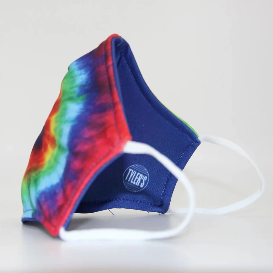 Reversible Face Mask - Rainbow Tie-Dye & Navy Two-Tone Design - Comfortable & Stylish