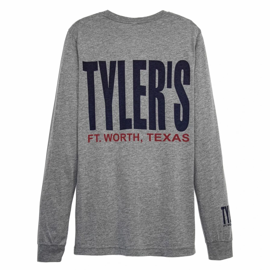 Men's Heather Grey & Navy Long Sleeve Crewneck Track Tee - Comfortable Athletic Casual Shirt