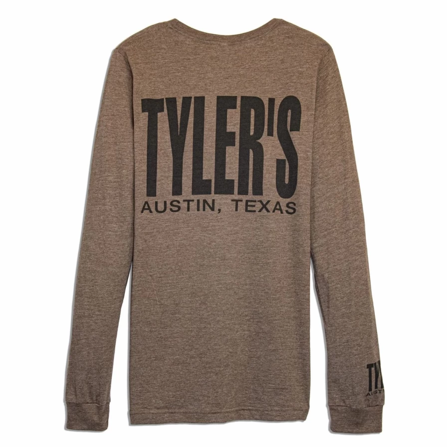 Men's Vintage Brown & Black Long Sleeve Track Tee - Retro Athletic Style Top