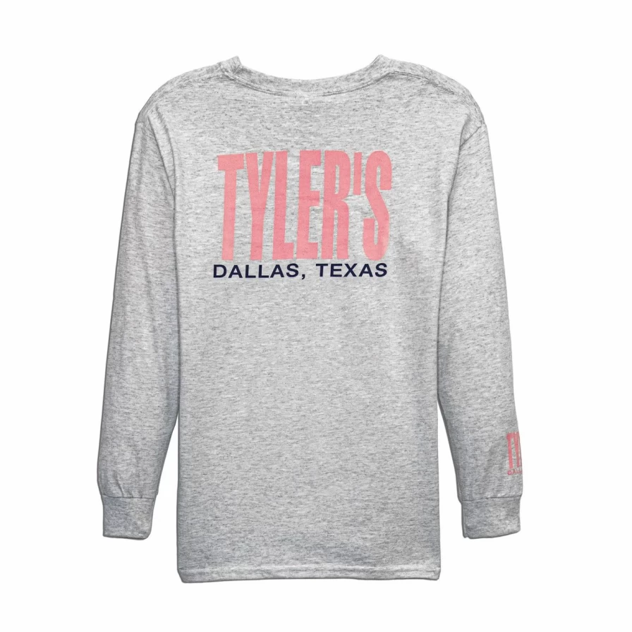 Kids' Long Sleeve T-Shirt in Ash and Baby Pink Colors - Dallas Style Comfort Tee