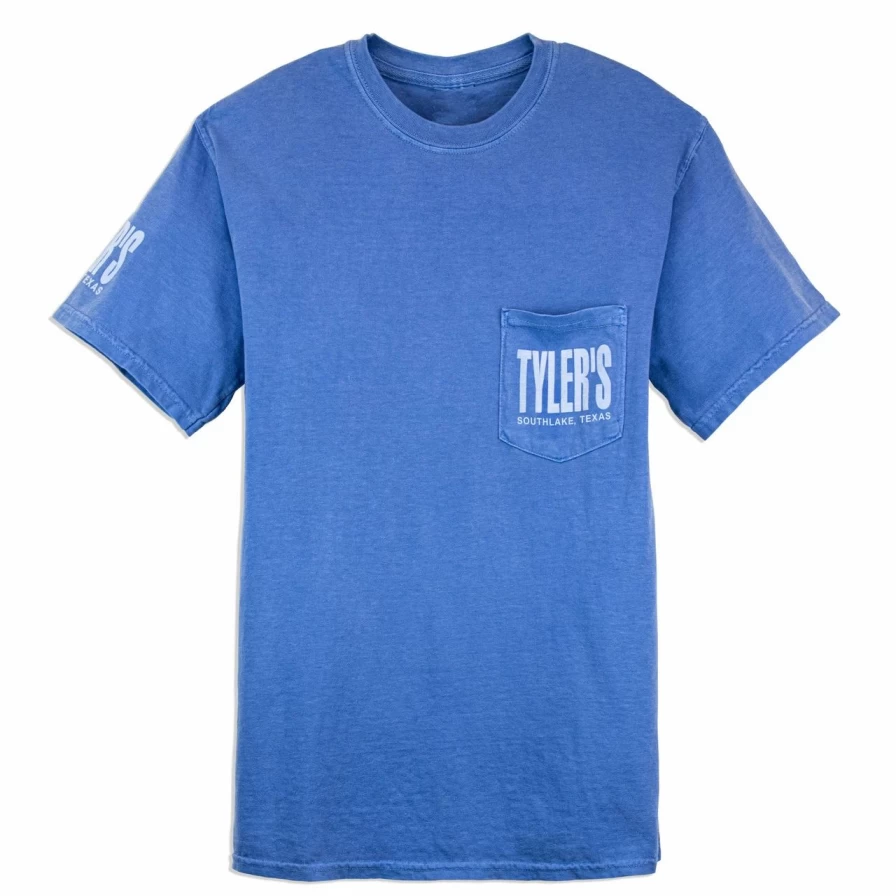 "Comfort Colors Blue and White Pocket T-Shirt | Southlake Vintage Style Tee"