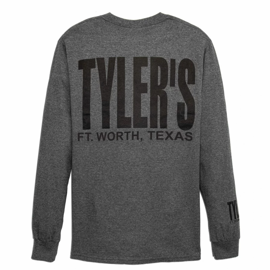 Men's Premium Long Sleeve T-Shirt - Dark Heather Grey & Black Casual Tee - Comfortable Cotton Blend Top
