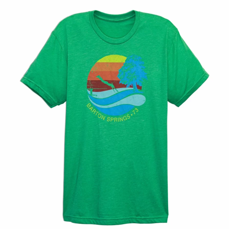 "Eco-Friendly Green Barton Springs T-Shirt - Soft Cotton Casual Tee"