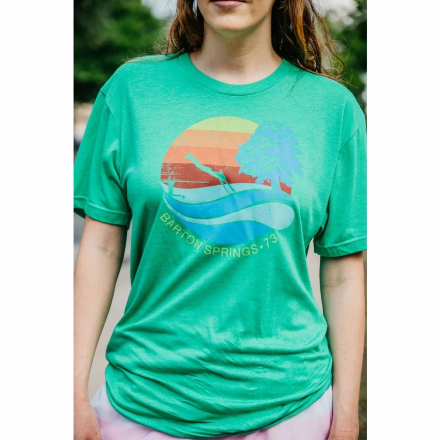 "Eco-Friendly Green Barton Springs T-Shirt - Soft Cotton Casual Tee"