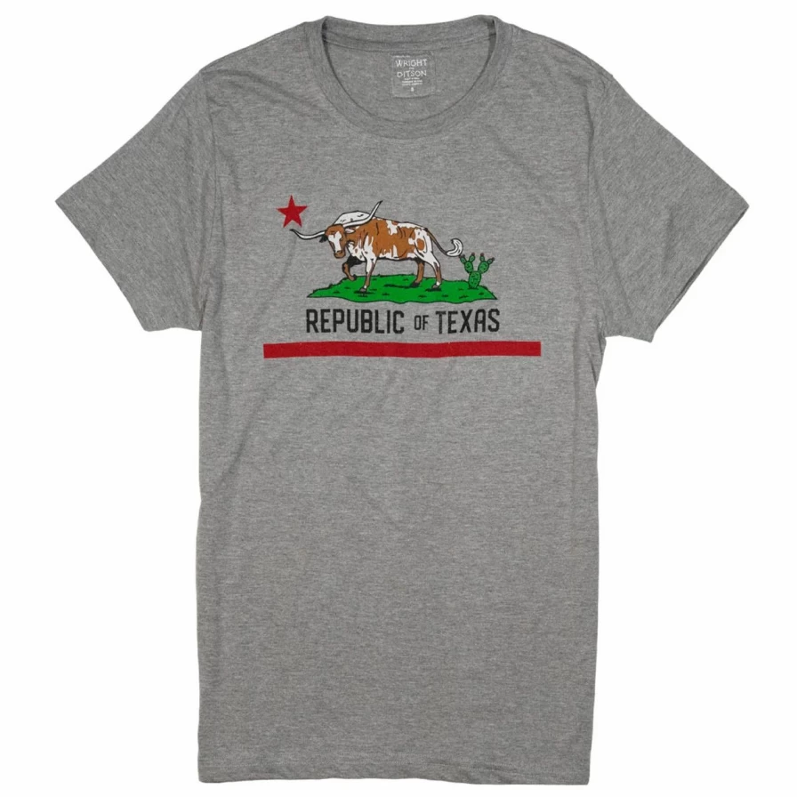 "Republic Of Texas T-Shirt - Vintage Style Tee in Athletic Grey"