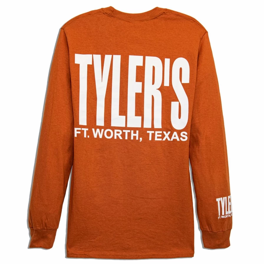 "Men's Texas Orange and White Long Sleeve T-Shirt - Tyler's Ft. Worth Graphic Tee"