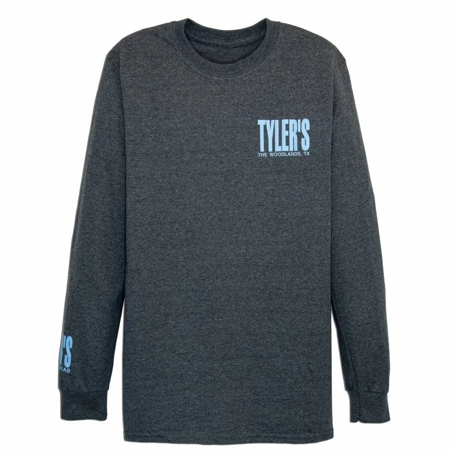 Men's Long Sleeve Heather Blue T-Shirt - Casual Comfort Fit Crewneck Top